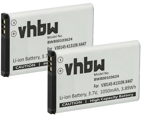 vhbw 2X Akku Ersatz für Siemens V30145-K1310K-X447-0-HY, V30145-K1310K-X447 für schnurlos Festnetz Telefon (1050 mAh, 3,7 V, Li-Ion)