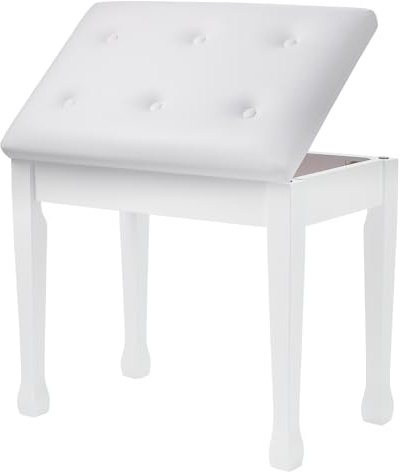 FILISITE Piano Bench with Waterproof Padded Cushion, Makeup Stools for Vanity, Bench for Living Room/Bedroom XJ580-2(White)