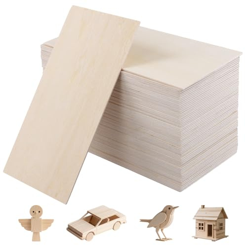 KEILEOHO 60 st 200 x 100 x 2 mm basträ, oavslutade plywoodbrädor för gör-det-själv-hantverk gravering