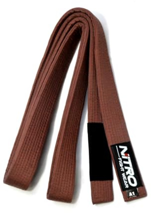 Nitro Fight Wear Adult BJJ Belt - White, Blue, Purple, Brown, Black - Brazilian Jiu Jitsu IBJJF, Brown, A4