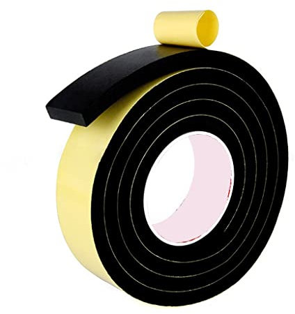 SYBNIKOLF Cinta de Espuma autoadhesiva Cinta selladora autoadhesiva de Espuma anticolisión con Aislamiento térmico de una Sola Cara, Color Negro.(5mm,2cm)