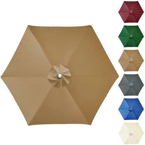 NAKIHOUSE Ombrellone Ricambio Tessuto 2m 6 Aste Ombrellone per Terrazza Tessuto, Ombrellone da Giardino Copertura di Ricambio, Rivestimento per Ombrellone per Cortile, Giardino, Spiaggia, Piscina