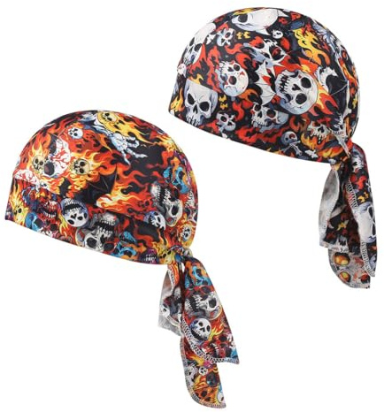 OUDQFCJ 2 Piezas Bandana Ciclismo Hombre Mujer, Pañuelo Cabeza Hombre Absorbente de Sudor, Transpirable y Que Elimina la Humedad, para Nadar, Correr, Senderismo, Montañismo, Moto y como Helmfutter