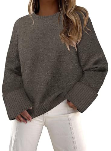 Sweaters for Women Fall Clothes Fashion Winter Clothing Chocolate Brown Plus Size Tops Trendy Oversized Sweater Sweatshirts Shirts Tunics Casual Loose Cowboy Chic Comfiest Airport Fall Outfits 2025