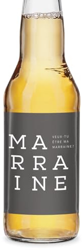 Étiquette de bouteille | Cadeau mariage, naissance | Marraine, parrain, demoiselle d’honneur | Autocollantes, adaptées à différentes bouteilles vin/bière (0,33/0,5/0,75 l)