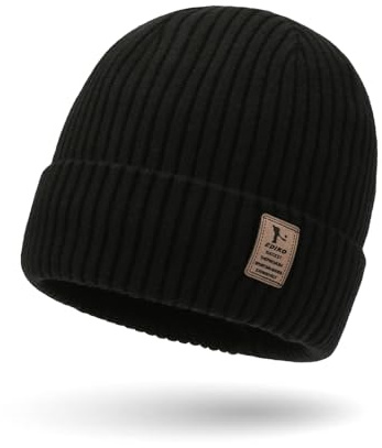 SEFIRST Bonnet pour Homme et Femme, Classics Basic Bonnet Hiver Extensible en Tricot, Chaud et Confortable, Bonnets d’Hiver, Knit Cuffed Beanie Bonnets Mixte pour Cyclisme Ski Jogging, Noir