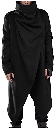Generisch Chaqueta de lino para hombre Gabardina musulmana capa árabe irregular chaqueta a prueba de viento capa exterior poncho transpirable abrigo de lino ligero con protección solar