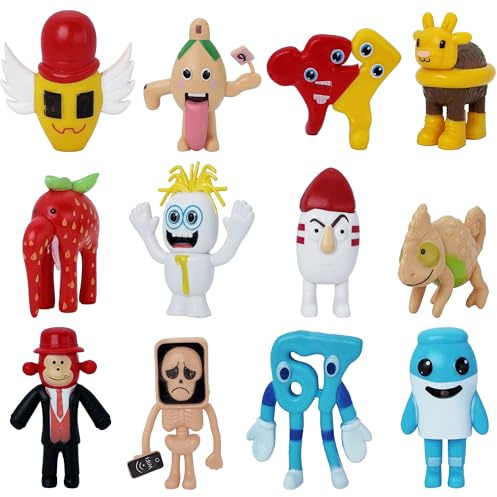 Gensly 12 Pcs Brainrot Action Figures Funny Collectible Toys for Game Fans Creative Animal Figure Set Desk Decoration
