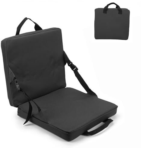 Mimdixy Sedili da stadio con supporto per la schiena, sedia da stadio pieghevole per esterni con cuscino in morbida spugna per schienale, sedia da gradinata portatile per stadio e spiaggia (black)