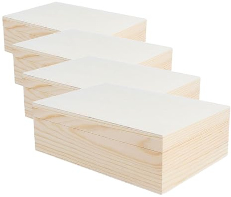 Caja madera de pino macizo y chapa rectangular 22x15x7cm. (Paquete de 4)
