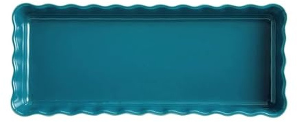 gratängform Rektangulär keramisk ugnsform med vågig kant(Blue,Små)