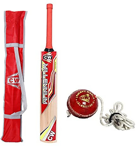 CW PACE Cricket-Kombi-Set aus Kaschmir-Weide, Cricketschläger SH mit hängendem Ball zum Üben