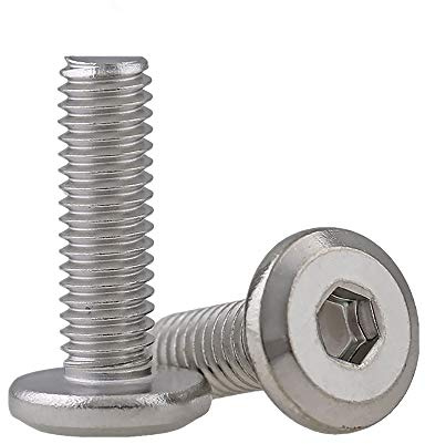 2 tornillos hexagonales de cabeza de botón con brida de acero inoxidable hexagonal de cabeza plana, tornillos de máquina de sujeción, herramientas de tornillos Allen (M8 x 25 mm)