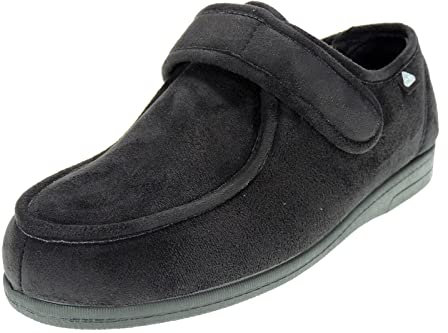 Zapatillas Ancho Especial Hombre y Mujer para pies Delicados. con Velcro. Marca SEVILLAS Antes Celiaruiz - Diabéticos, Posoperatorio. Antibacterianas. Invierno. Posoperatorio. Negro Talla 43