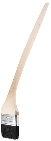 sourcing map Doblado Radiador Pintar Pincel 17 Largo 3 Ancho Cerda con Largo Madera Mango para Pared Tratamiento Negro