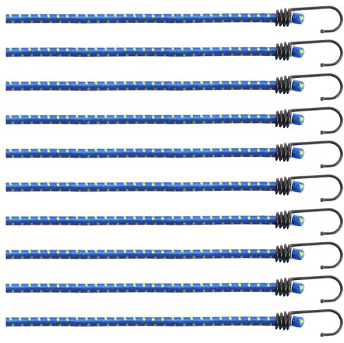 COM-FOUR® Lot de 10 tendeurs en Caoutchouc - tendeurs de Bagages - extenseurs avec Crochets - Sangles élastiques pour la Fixation de la Charge - Ceinture de Tension