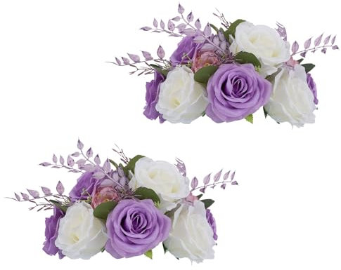Wedding Flowers for Centrepieces Rose Ball - 2 Pcs Artificial Flower Balls Pale Purple Fake Flower Ball Kissing Ball Floral Centerpiece Wedding Flowers Bouquets for Party Valentine's Day Home Decor