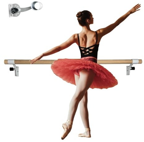 Athletic Bar Ballet Barre 4 FT Long 2.0” Diameter Traditional Ballet Bar Wall Mounted with 5 Adjustable Height Stretch Bar Dance Bar, Ballet Brackets Included for Home/Studio Ballet Equipment White