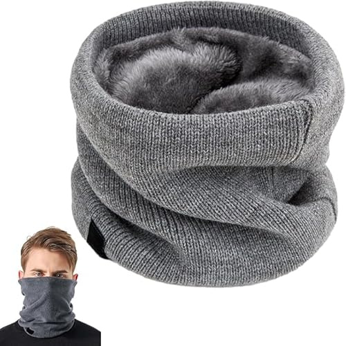 SKHAOVS Vinter Termisk Fleece Halsvärmare, Varm Stickad Halsvärmare, Grå Halsuppvärmning, Motorcykel Halsvärmare, Tjock Varm Mask Unisex, För Utomhussporter, Grå, one size