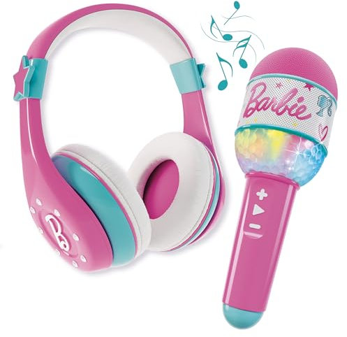 Lisciani - BARBIE Sound Your Style - Bluetooth Microphone with Speaker - Pink - Children's Karaoke Set - Music and Vocals - Smartphone Connectivity - Multicolour Light Effect - Children aged 4 and up