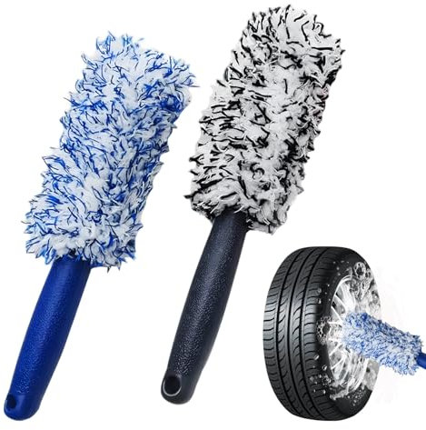 Arrderly 2 spazzole in microfibra per cerchi in lega e acciaio - pulizia delicata fino al fondo della base