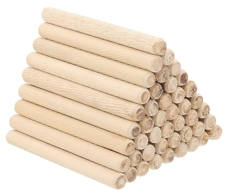 PATIKIL 60 Stück 10 x 100mm Holzdübel Set, Riffelholzdübel Holzstifte Dübel Set Gerillte Holzübelstifte Dübel Holz mit abgeschrägten Rillen für Zimmerei Möbel Tür Kunsthandwerk Projekte