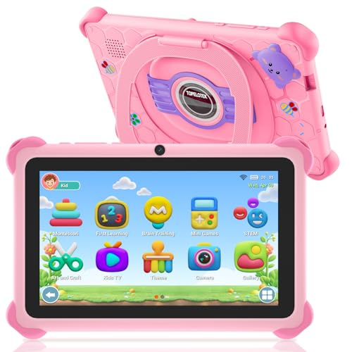 Kids Tablet for Toddlers, Children’s Tablet for Kids with WIFI Dual Camera Touch Screen Kid Edition APP Installed Tablets Shockproof Case Parental Controls 3-7 Year Toddler Boys Girls Gift (Pink)