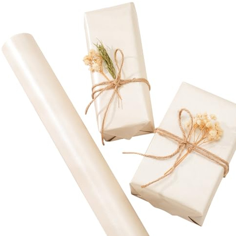 Carta da regalo double face, 43 cm x 10 m, carta da regalo bianca opaca, tinta unita, per matrimoni, compleanni, baby shower, feste e feste