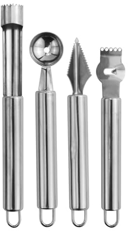 4 pezzi frutta cutter, scavino da cucina, paletta palline piccola, in acciaio inox, multifunzionali, per un piatto di frutta, gelato, polpette, verdure, cubetti di ghiaccio