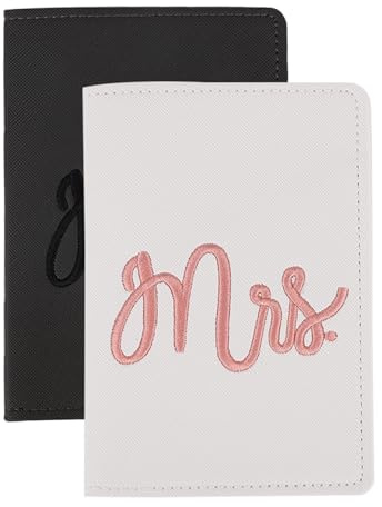 Fukaisu Housse de Passeport Couple, Idéal pour Un Mariage Une Lune de Miel Ou Un Voyage Cadeau pour Jeunes Mariés (Gris/Blanc)