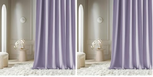 ROOM99 Aura - Cortina con Cinta fruncidora (140 x 250 cm, Ancho x Alto), oscurecimiento, Cortina corredera, Moderna, para salón, Dormitorio, Lila, 1 Unidad (Paquete de 2)