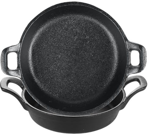 LDHHYH 2 Pack Mini Cast Iron Skillet, 7 x 7 x 1.7 Inch Small Cast Iron Frying Pan with Handle, Pre-Seasoned Cast Iron Skillet Set, Black Casserole Dish for Kitchen, Indoor, Outdoor, Picnic