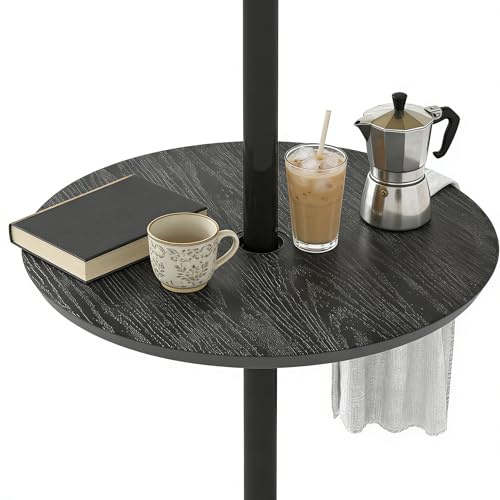 RELAX4LIFE Vassoio per Ombrellone da 50 cm, Tavolino Rotondo per Ombrellone con Palo di 38-48 mm, Accessori Parasole, per Giardino, Patio, Spiaggia e Cortile (Nero)
