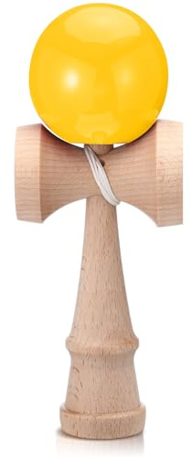 Shappy Kendama in legno con corda extra mini Kendama tascabile per principianti e professionisti, realizzato in legno, divertente per eventi, bomboniere, regali, forniture (giallo)