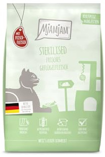 MjAMjAM – Premium torrfoder för katter – krispiga måltider – Sterilised – färskt fjäderfäkött, 1‑pack (1 × 1,5 kg), spannmålsfritt