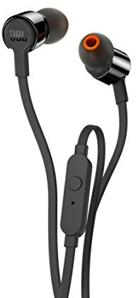 JBL Ecouteurs T210 Black avec contrôle par Boutons, Microphone, kit Mains Libres