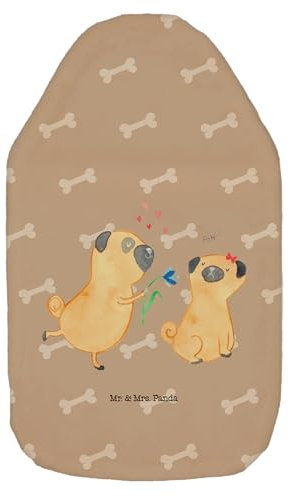 Mr. & Mrs. Panda Wärmflasche Mops Verliebt - Geschenk, Hund, Hundeliebe, Möpse, Hundemama, Kinderwärmflasche, Wärmflaschenbezug, Bettflasche,