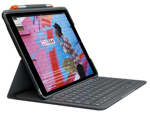 Logitech SLIM FOLIO iPad Keyboard Case 10.2 Inch, QWERTY Scandinavian Layout - Graphite Black