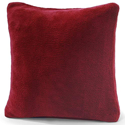CelinaTex Xanio Dekokissen mit Innenkissen 80 x 80 cm Bordeaux Coral-Fleece Sofakissen Mikrofaser Kuschelkissen