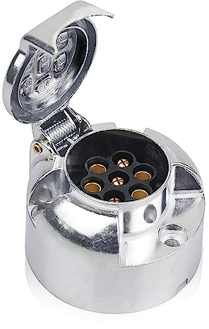 Yuanjoy 7 Poliger AnhängerSteckdose Metal Adapter für PKW, LKW, KFZ, Landwirtschaftliche Fahrzeuge, Traktor, Wohnwagen, Fahrradträger Stecker