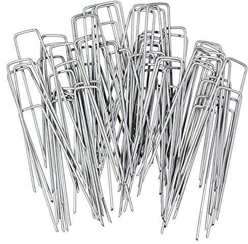 G&B Premium Extra-Durable 4”/2.9mm U-Shaped Galvanised Garden Securing Pegs for Securely Fixing Landscape Fabric, Outdoor Netting, Weed Barrier Membrane, Ground Sheets & Exterior Fleece (40)