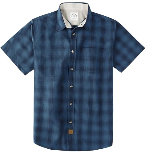 Dubinik® Chemise Homme Manches Courtes Carreaux Décontractée Coton | Confort, Vintage, Boutonné, Léger, Confortable, Travail, Entretien Facile, Poches Poitrine, Plein Air, Adapté Au Quotidien