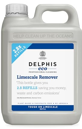 Delphis Eco Limescale Remover Spray Refill | 2 Litres | Eco Friendly & Vegan Cleaning | Safe on all surfaces, including Chrome, Porcelain Enamel & Stainless Steel, Shower Heads & Shower Screens