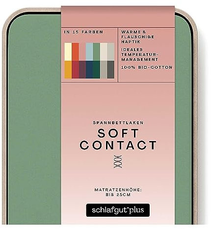 schlafgut Soft Contact Spannbettlaken bis 160x200cm, Green Mid aus 100% Biobaumwolle wärmend