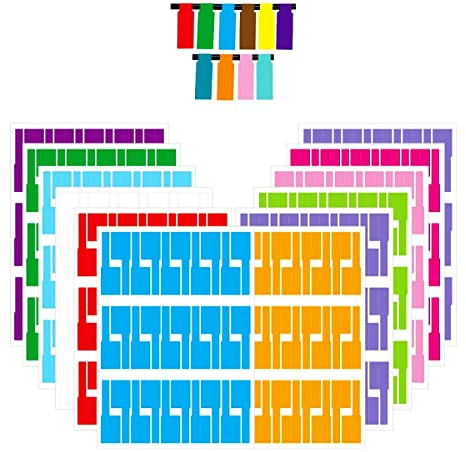YSTrillion Etiquettes pour Câbles,10 Feuilles 300 Pièces Etanches Étiquettes de Câble,Étiquette de Cables Auto-adhésif Autocollant pour Marquer Organiser le Fil Cables (10 Couleurs)