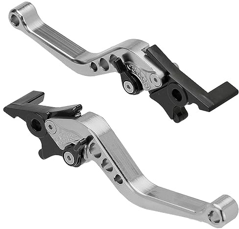 MOCNT 1 Paio Leve Frizione Freno Moto 22mm Motociclo Leva Maniglia Pompa Freno Frizione Regolabile CNC Alluminio Maniglia Leva del Freno Doppio Disco Scooter Universali Argento
