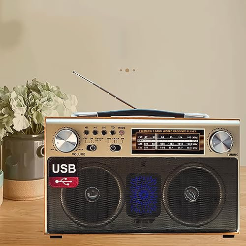 JOSBY Radio cassette rétro Bluetooth, lecteur CD, style classique des années 80, radio FM DSP, lecture stéréo, prise en charge de carte TF/SD/USB, rechargeable par USB, pour les réunions de famille,