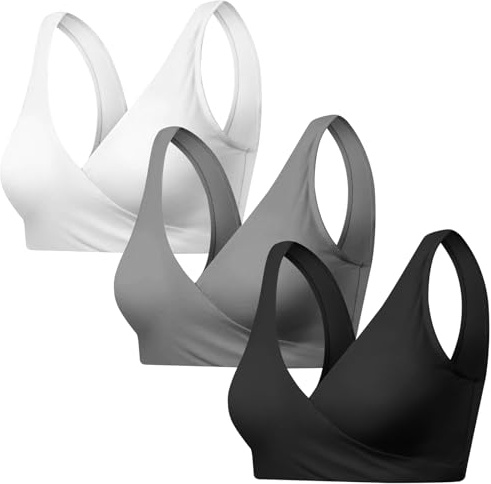 AUYAO Soutiens-Gorge Maternité, 3 PCS Soutien-Gorge D'Allaitement de Maternité, D'Allaitement Sans Armatures, Bra Brassiere Allaitement Confort pour Dormir Soutien-Gorge de Maternité sans Couture(L)