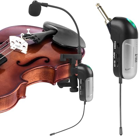 XTUGA Microfono per violino Microfono UHF senza fili per violino a collo di cigno Pick Up Instrument Clip-on Mic ricevitore e sistema di trasmettitore per violino Perfomance (KX862)
