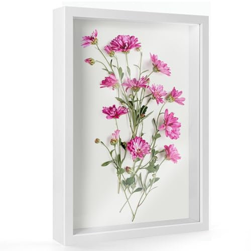 Dreamark 3D Bilderrahmen zum Befüllen A4, 22.8x31.6 cm, Tiefer Bilderrahmen 3cm für Fotos, Objekte & Erinnerungsstücke, Weiß für DIY Kunstwerke, Hochzeitsgeschenk Oder Dekoration